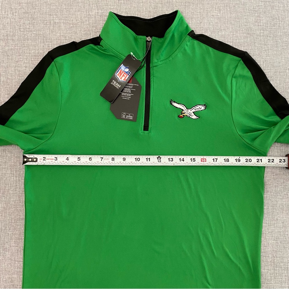 Antigua Mens Medium Philadelphia Eagles 1/4 Zip Light Pullover Kelly Green New - Picture 3 of 10